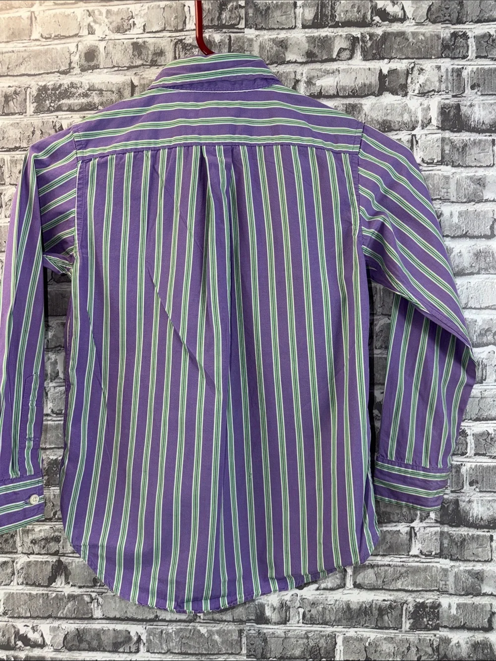 Ralph Lauren Purple, Green & White Striped Button-Down Shirt